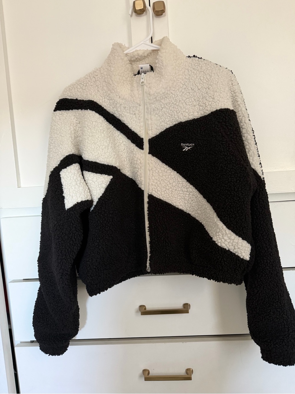 Reebok Women’s Black and White Sherpa Zip Jacket